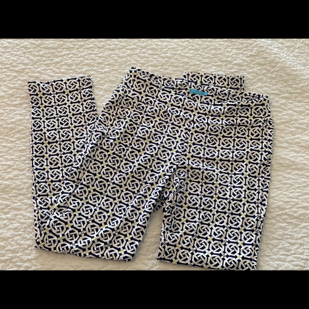 J McLaughlin Stretchy Navy White Pants Sz S NWOT